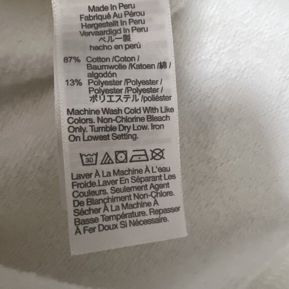 Madewell Womens Puff Sleeve Sweatshirt Ivory Medium Cropped Pullover Cotton Top - Picture 6 of 10